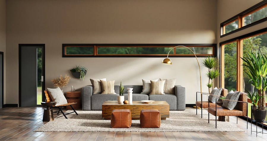 Modern living room with curated furnishings